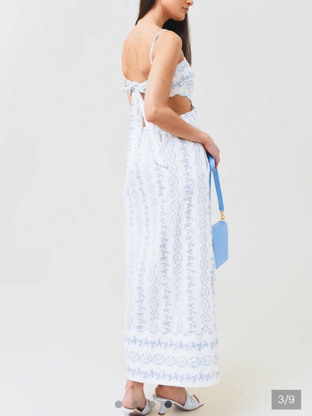 SAYLOR White dress with Light Blue Lace Print
